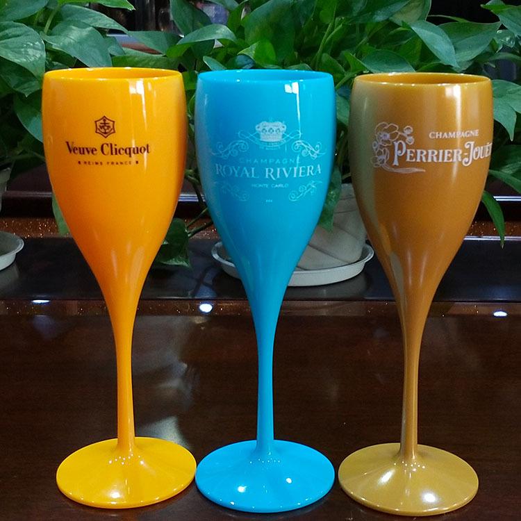 High-Stem Slim Plastic Champagne Glasses - PP Material & High-Temperature Resistant Acrylic