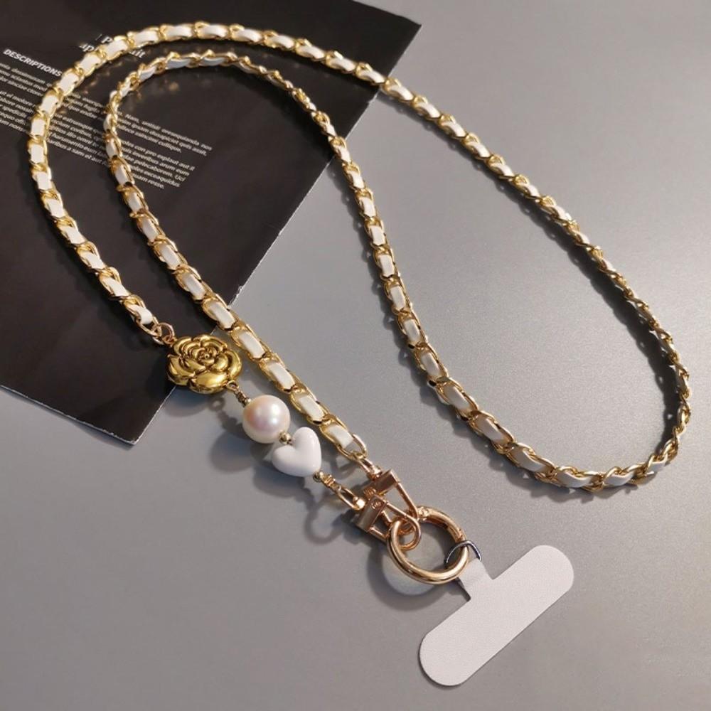 Camellia Crossbody Phone Rope Metal Chain Mobile Phone Strap Outdoor Travel