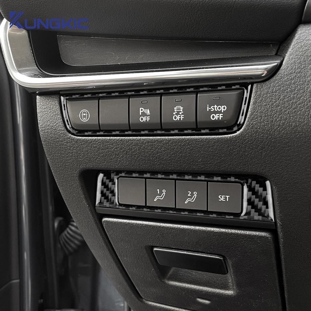 For Mazda 3 Axela BP 2019 2020 2021 2022 2023 2024 2025 Real Soft Carbon Fiber Sticker Car Start Stop Switch Button Accessories