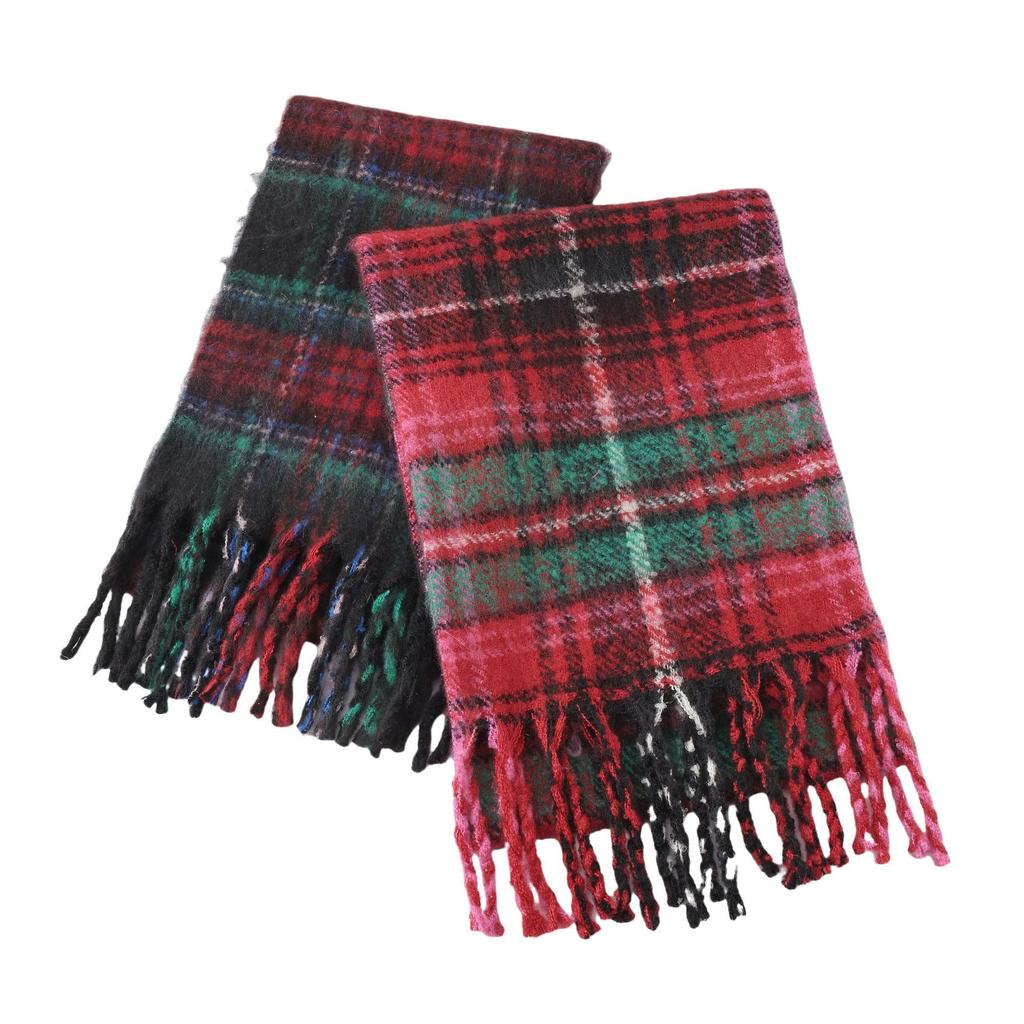 Commuter Scarf Atmosphere Retro Plaid Clip Pattern Scarf Warm and Cold and Windproof Scarf Long Scarf