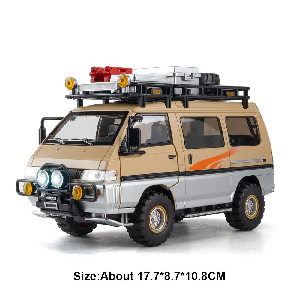 1:24 Игрушка Модель из сплава Mitsubishi Delica H2 Литая машина Открывающиеся двери со звуком и светом Инерционная Миниатюрный автомобиль Подарок на день рождения для мальчика