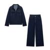 Women's Fashionable Denim Suit, Women's Casual Lapel V-neck Jacket, Fashionable