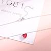 Begua Ringen 925 Sterling Silver Necklace Red Heart-shaped Clavicle Chain Simple Crystal for Women