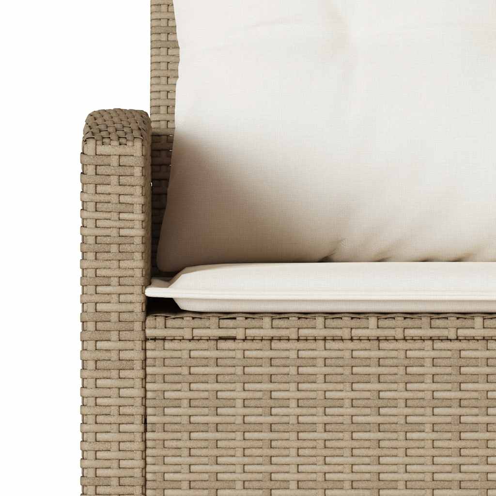 6 Piece Garden Sofa Set with Cushions L Shaped Beige Poly Rattan