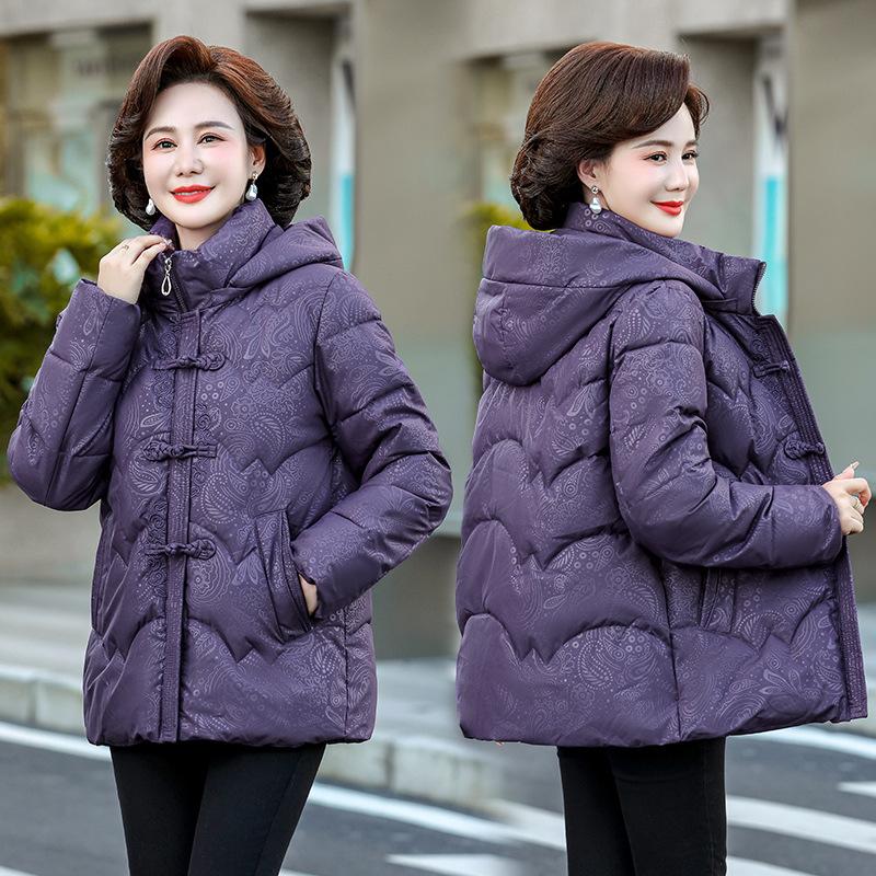 Middle-aged and Elderly Women's Winter Cotton-padded Coat Plus Velvet and Thickened Large Size Elderly Winter Cotton Clothes