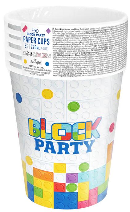 Kubeczki Papierowe Klocki Urodziny 200Ml 6Szt.