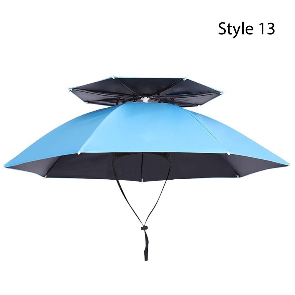 Double-layer Windproof Fishing Umbrella Hat Waterproof Head Umbrella Hat Umbrella Cap Unisex