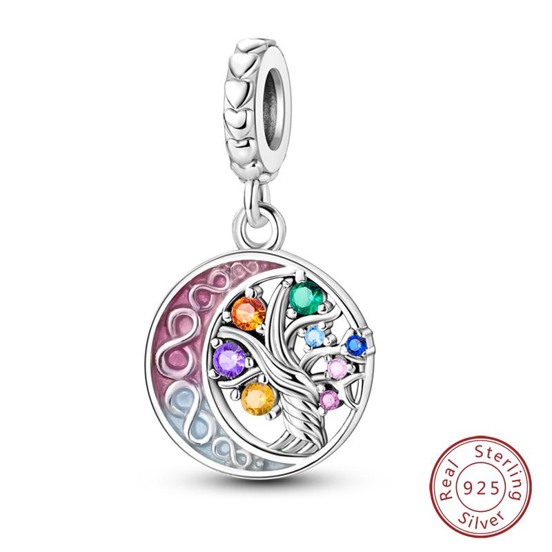 100% Медь Синий Кристалл Дерево Жизни Ангел Звезда Луна Подвески Шармы Подходят для Оригинальных Браслетов Qikaola DIY Ювелирные Изделия