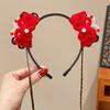 Tassel Chinese New Year Headwear Braid Hair Hanfu Hair Sticks Cute Red Bow Hairband  Children