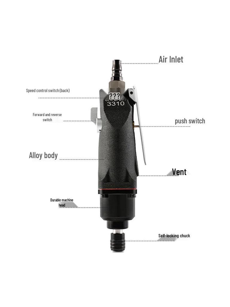 Industrial High-Torque Pneumatic Screwdriver for Woodworking with Hex Socket