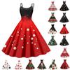Women's Christmas Gifts Santa Hat Printed Sexy Off Shoulder Punk Vintage Dress