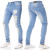 Men Slim Biker Zipper Denim Jeans Skinny Frayed Pants Distressed Rip Trousers