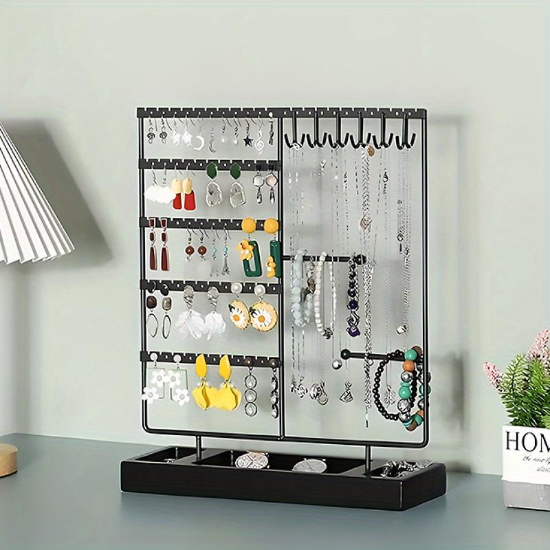 1 шт. 5-уровневая подставка для украшений, подставка для сережек, подставка для сережек с деревянным подносом, органайзер для украшений для сережек, ожерелий, браслетов, часов и колец