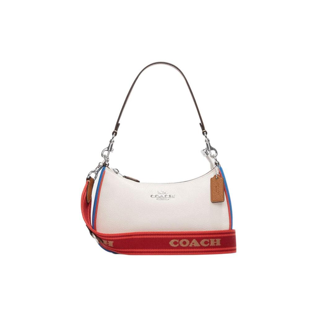 New COACH Teri Cow Leather Crescent Bag, Handbag, Shoulder Bag Women's White CJ595-SVCAH