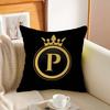 Черная наволочка с принтом золотой короны и букв, мультяшный подарок, наволочка для подушки, декор для спальни, дома, дивана, кресла, сиденья