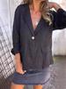 2024 Ранняя осень Женский большой размер Свободный пиджак из хлопка и льна с лацканами с вырезом и пуговицами