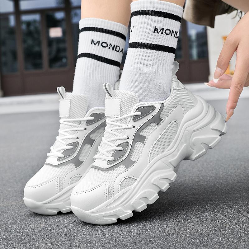 Женская спортивная обувь с толстой подошвой и сеткой, модная и легкая, увеличенного размера, женская обувь, мужские кроссовки