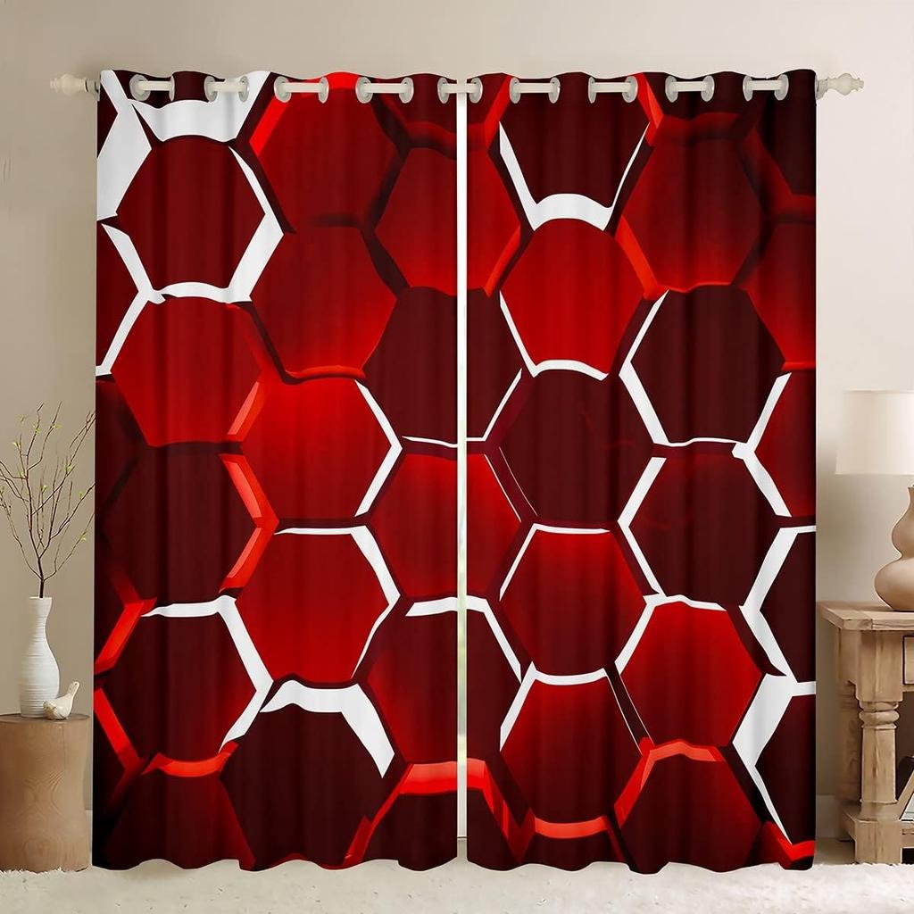 2-панельные светящиеся соты шестиугольник геометрический принт шторы спальня игровая комната гостиная кухня окна люверсы верхние шторы