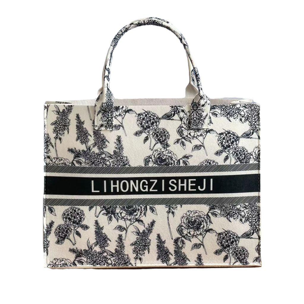 Высококачественная сумка-тоут из прочного фетра в китайском стиле с синим и белым фарфоровым узором