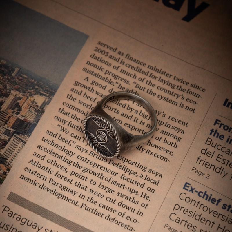 Adjustable Open Ring Men Women Vintage Tree Of Life Design Plated Geometric Leaf Band Minimalist Unique Jewelry