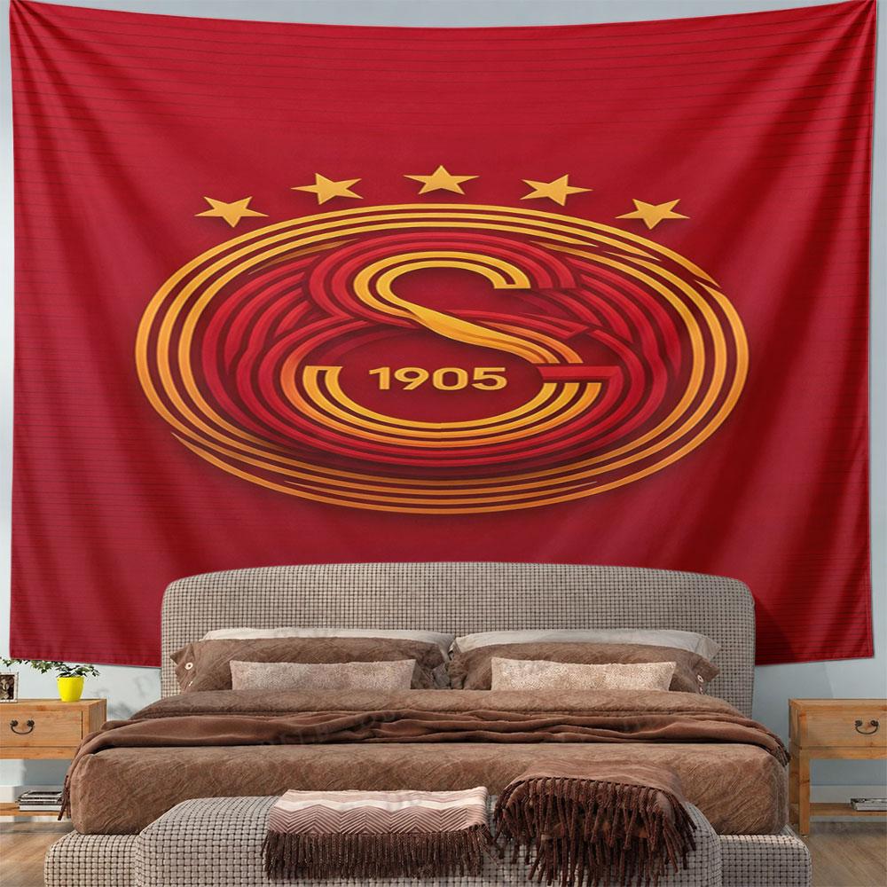 "Red and Yellow Emblem with 1905 Design" Pattern Wall Hanging Tapestry Decorative Tapestry Home Decor for Bedroom and Living Room