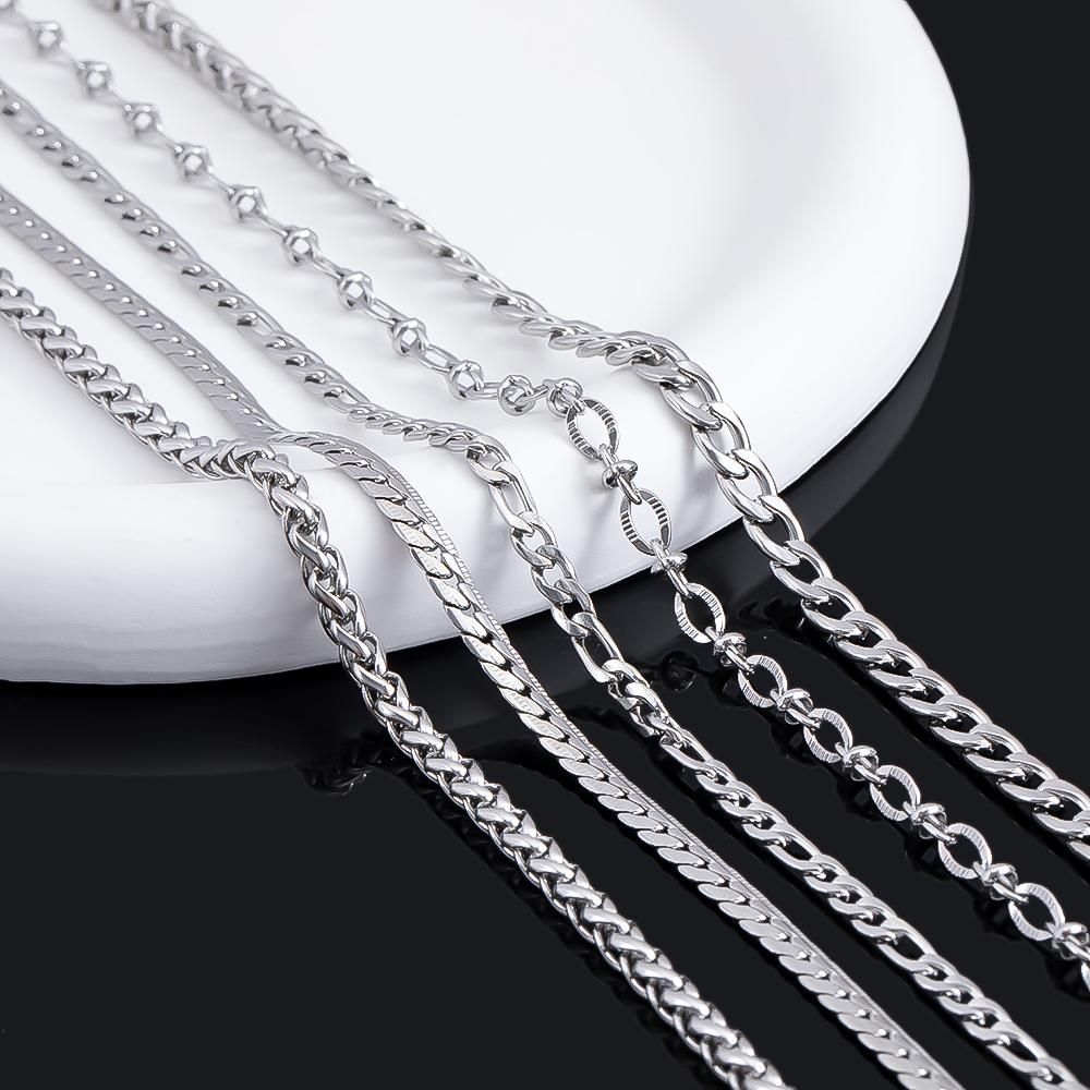 No Fade 1M Stainless Steel Cuban Keel Figaro Chain for Needlework DIY Chunky Necklace Bracelet Jewelry Making Materials Supplies