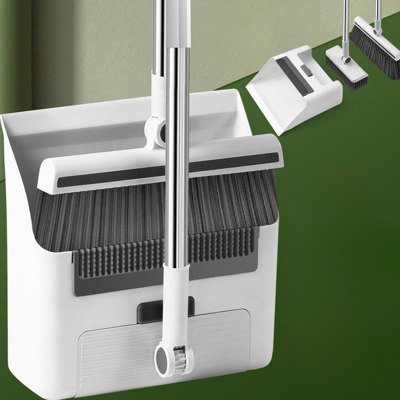 Набор веник и совок, щетка для пола, для помещений, не прилипает волос, длинная ручка, утолщенный веник со стоячим совком, комбинированный набор, инструменты для уборки дома