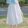 Women's White High-Waist A-Line Midi/Maxi Skirt - French Chic Soft Style for Summer - Versatile Slim-Fit & Elegant
