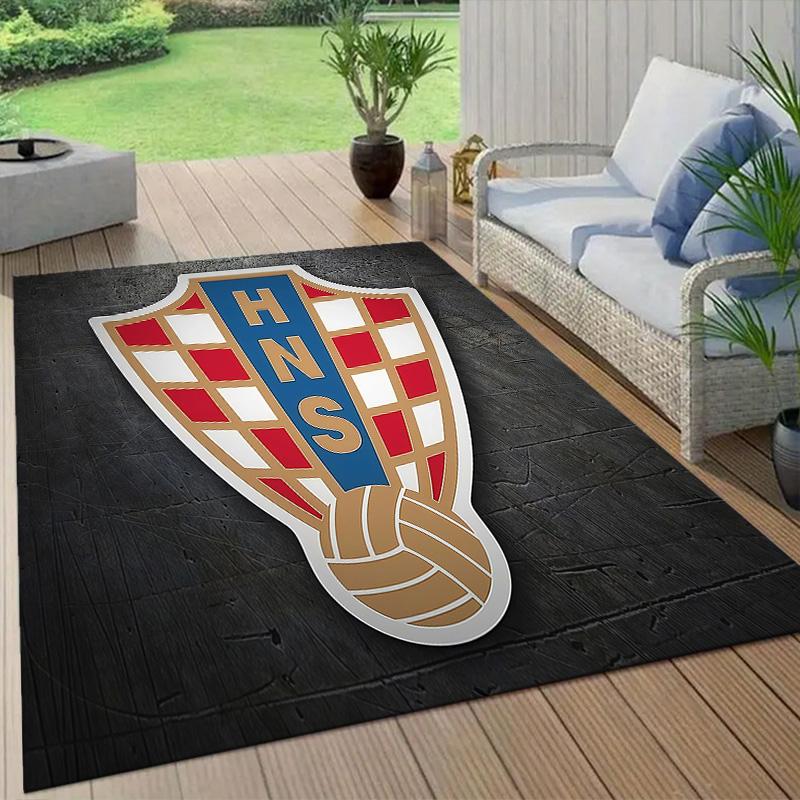 Croatia National Football Team Flannel Pattern Square Carpet,Area Rug,Carpet Rug for Living Room Bedroom Sofa Playroom Decor,Non-slip Floor Mat