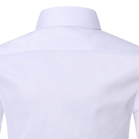 Men Spring Fall Dress Shirt Turn-down Collar Slim Fit Single-breasted Long Sleeves Pure Color Mid Length Young Formal Business Event Office Top