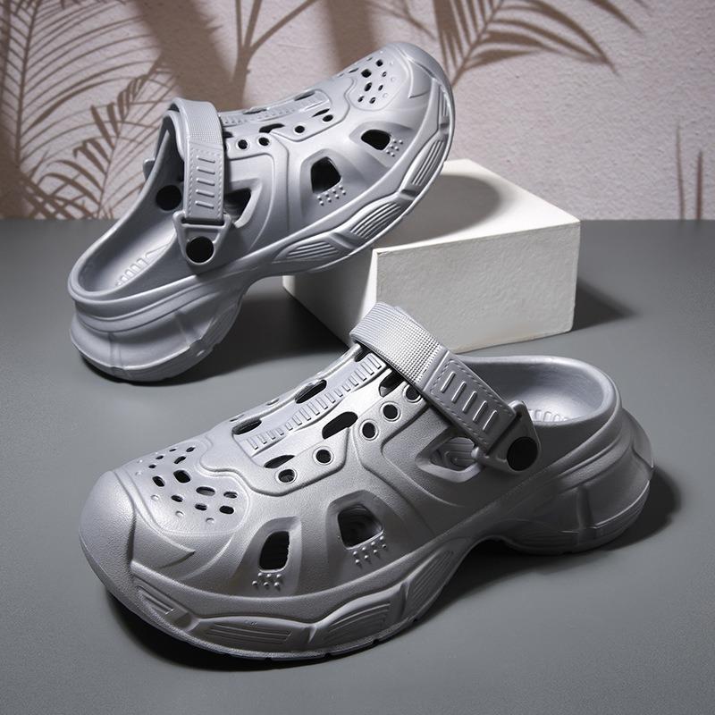 Summer New Men's Hole Shoes Platform Non-slip Wear-resistant Fashion Simple Leisure Outdoor Beach Bag Head Drag