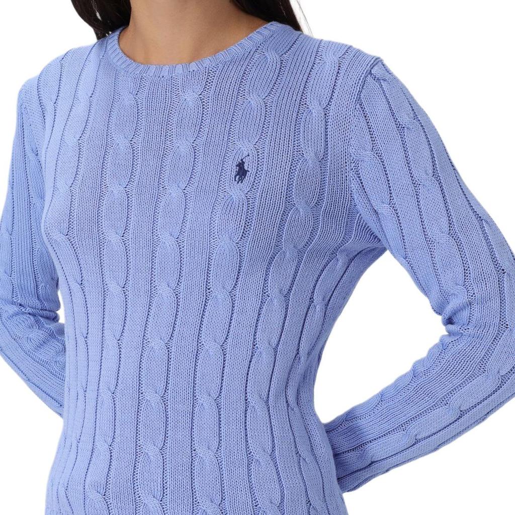 Polo Ralph Lauren Свитер с косами из хлопка с круглым вырезом Облегающий женский свитер 211971869-009