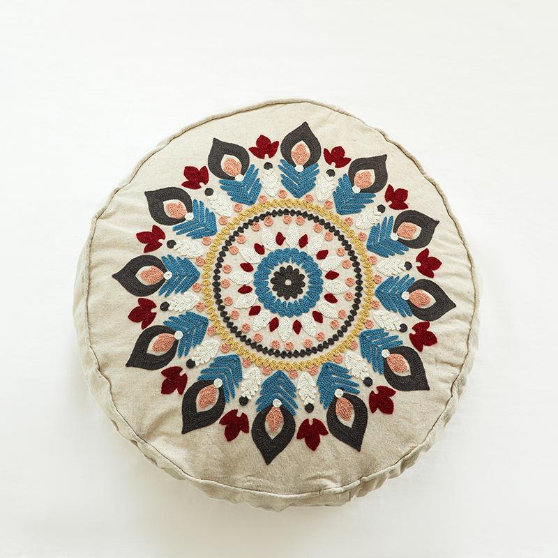 Moroccan Ethnic Style Hand-embroidered Round Pillowcase Living Room Sofa Cushion Ball Indian Decorative Pillow