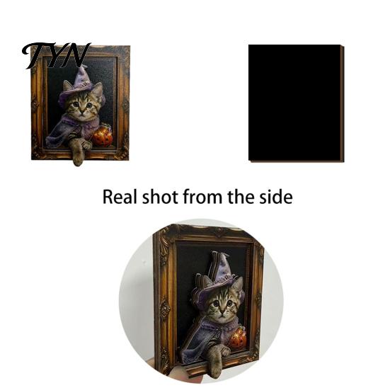 Strong Magnetic Ornaments Halloween Cat Frame Fridge Magnet, Retro Wooden Refrigerator Kitchen Decor Decoration Accessories, Party Favors Office