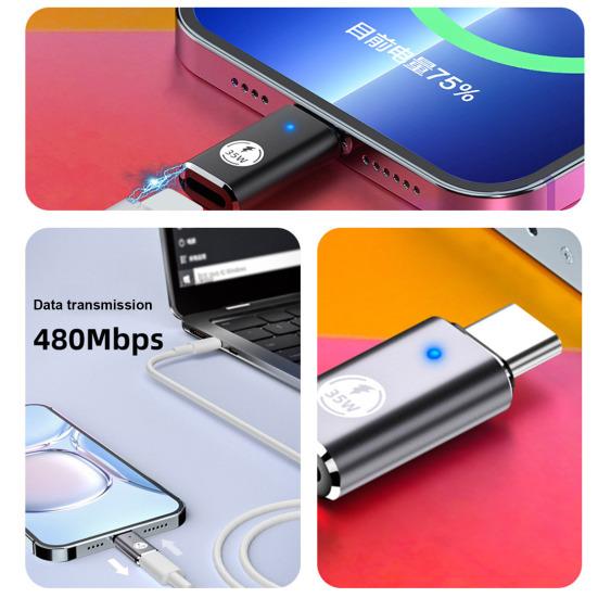 Адаптер для зарядки 35 Вт, зарядный PD, быстрая передача, высокоскоростной 8-контактный разъем «мама» на тип-C «папа», многоцелевой