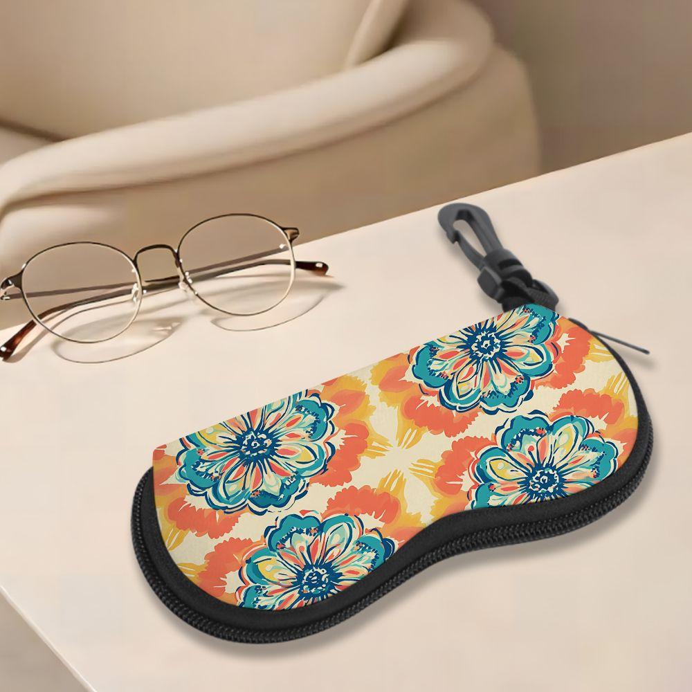 2D-Vintage Floral Pattern Eyewear Protector, Sunglasses Case, Soft Portable Eyeglasses Holder, Stylish Travel Accessories for Women