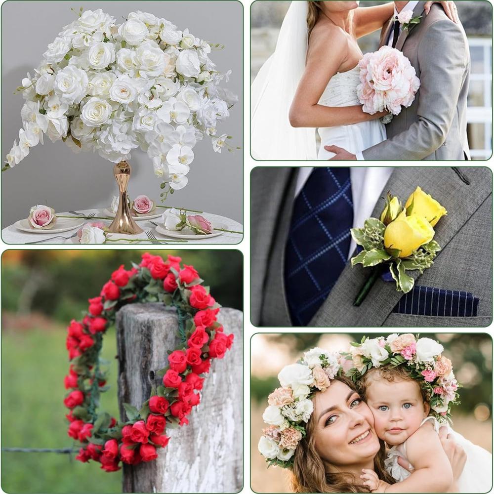 8 рулонов цветочной ленты шириной 12 мм, зеленая цветочная лента, флористические принадлежности для обертывания стеблей букетов и рукоделия (29,5 ярдов/рулон)
