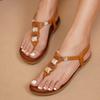 Женские летние новые сандалии Простые шлепанцы с перемычкой между пальцами Женские сандалии с открытым носком с бусинами Люди