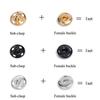 10-50 Sets Sew-On Snap Buttons Metal Snaps Fasteners Press Studs Buttons For Sewing, 10Mm And 21Mm,Black Silver And Golden