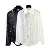 Summer Korean Loose Sparkling Star Chiffon Shirt Women's Top Sun Resistant Long Sleeved Shirt