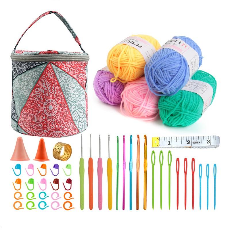 Crochet Kniting Bag Handmade DIY Set Doll Material Yarn Ball Weaving Craft
