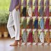Women's 2024 Cotton Linen Elastic Waist Loose Straight-Leg Pants with Pockets