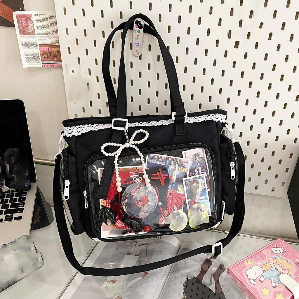 Милая японская сумка ита в стиле Y2K, прозрачная сумка-тоут через плечо, большая вместимость, повседневная сумка кроссбоди, сумки для DIY-дисплея