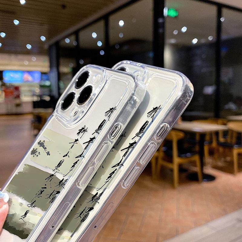 Чехол в китайском стиле для iPhone 13, iPhone 11, 12, 14, 15, Pro Max, XR, XS, 7, 8 Plus, SE 2020, мягкий прозрачный чехол.