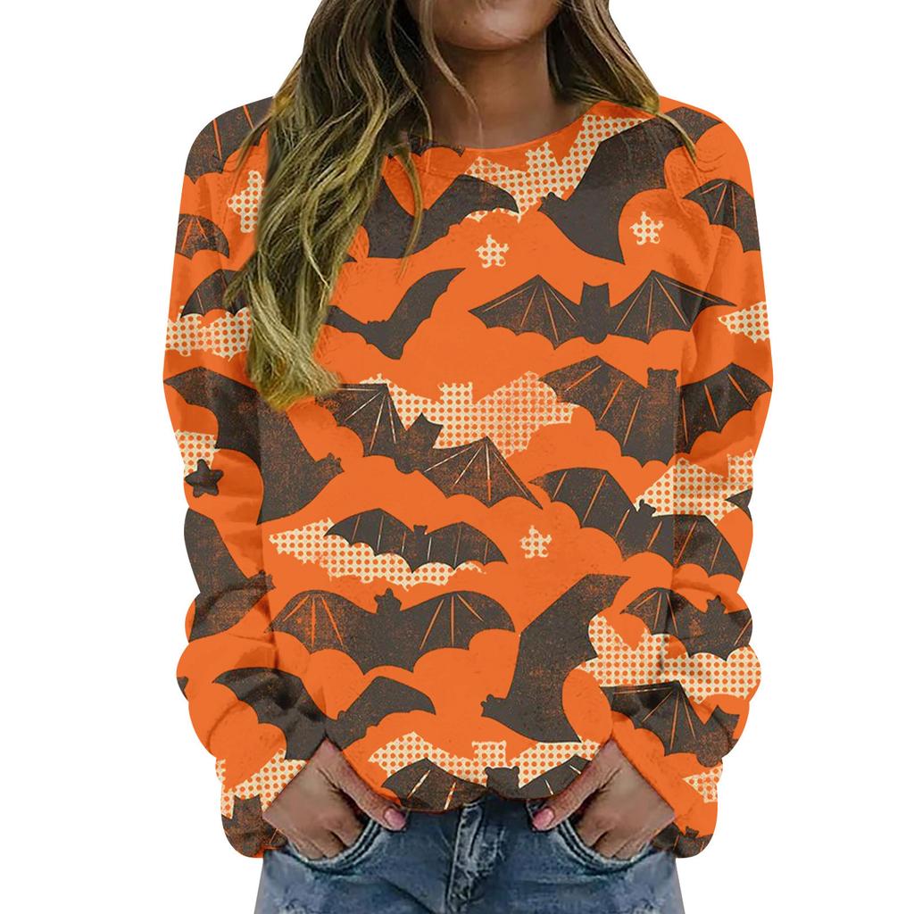 Autumn and Winter New Women's Clothing 3D Digital Printing Fashion Casual Personality Crew Neck Long Sleeve Halloween Sweater