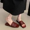 Fashion Trendy Foldable Soft Leather Slip-On Flat Bottom Sandals Women 2025 Summer Easy Wear Lazy Shoes Beach Vacation Women Slippers