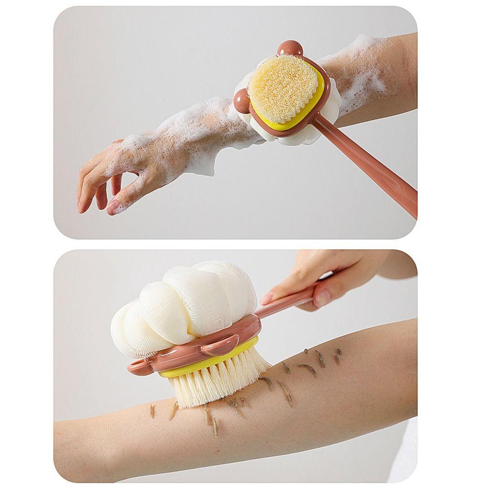 2 In 1 Shower Brush Long Handle Body Exfoliating Brush Creative Rubbing Back Artifact