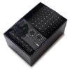 Men's Blue-Gold Stripe Tie Set: Includes Pocket Square, Cufflinks & Lapel Pin in Gift Box - Perfect for Gifts