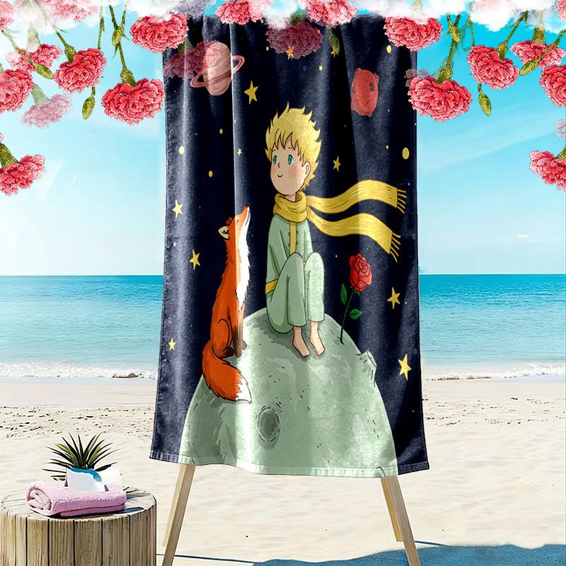 Little Prince Star Print Beach Towel, Large Soft Quick Dry Towel for Beach Camping Swimming
