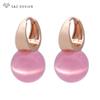 Fashion Temperament Round Cat's Eye Beads Dangle Earrings For Women Wedding Elegant Jewelry Rose Gold Color Opals Eardrop